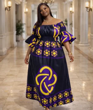 ulti-Color Abstract Print Maxi Dress