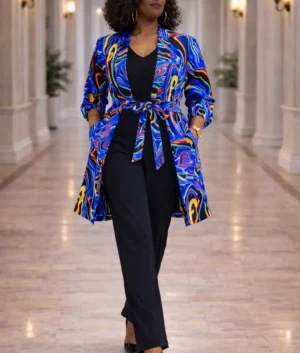Blue Ankara Print Kimono Jacket