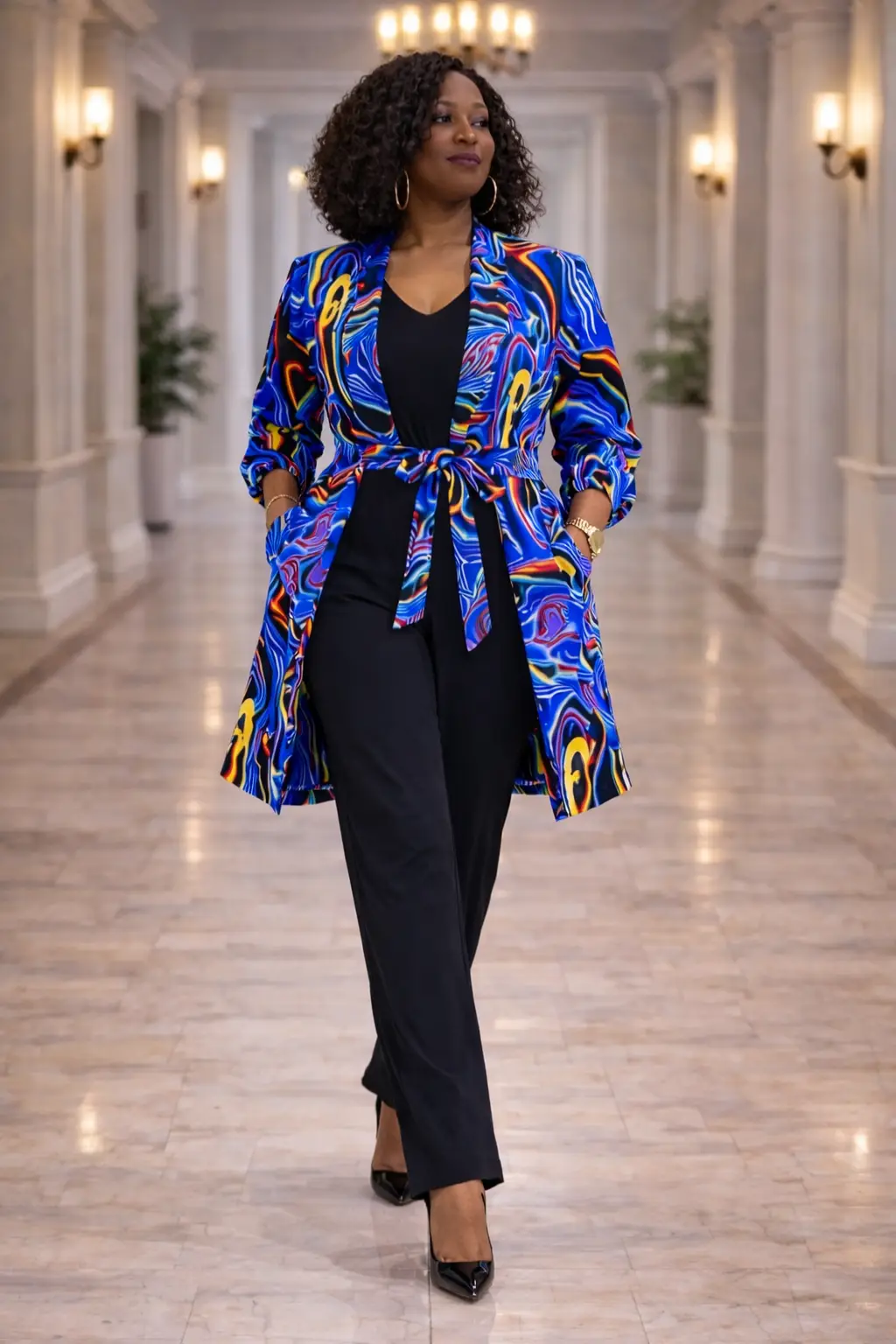 Blue Ankara Print Kimono Jacket