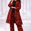 Red Kimono Print and Wide-Leg Pant Set Red Kimono Print and Wide-Leg Pant Set