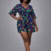 2026/03/46857.jpg Women's Colorful Geometric Wrap Top and Shorts Set