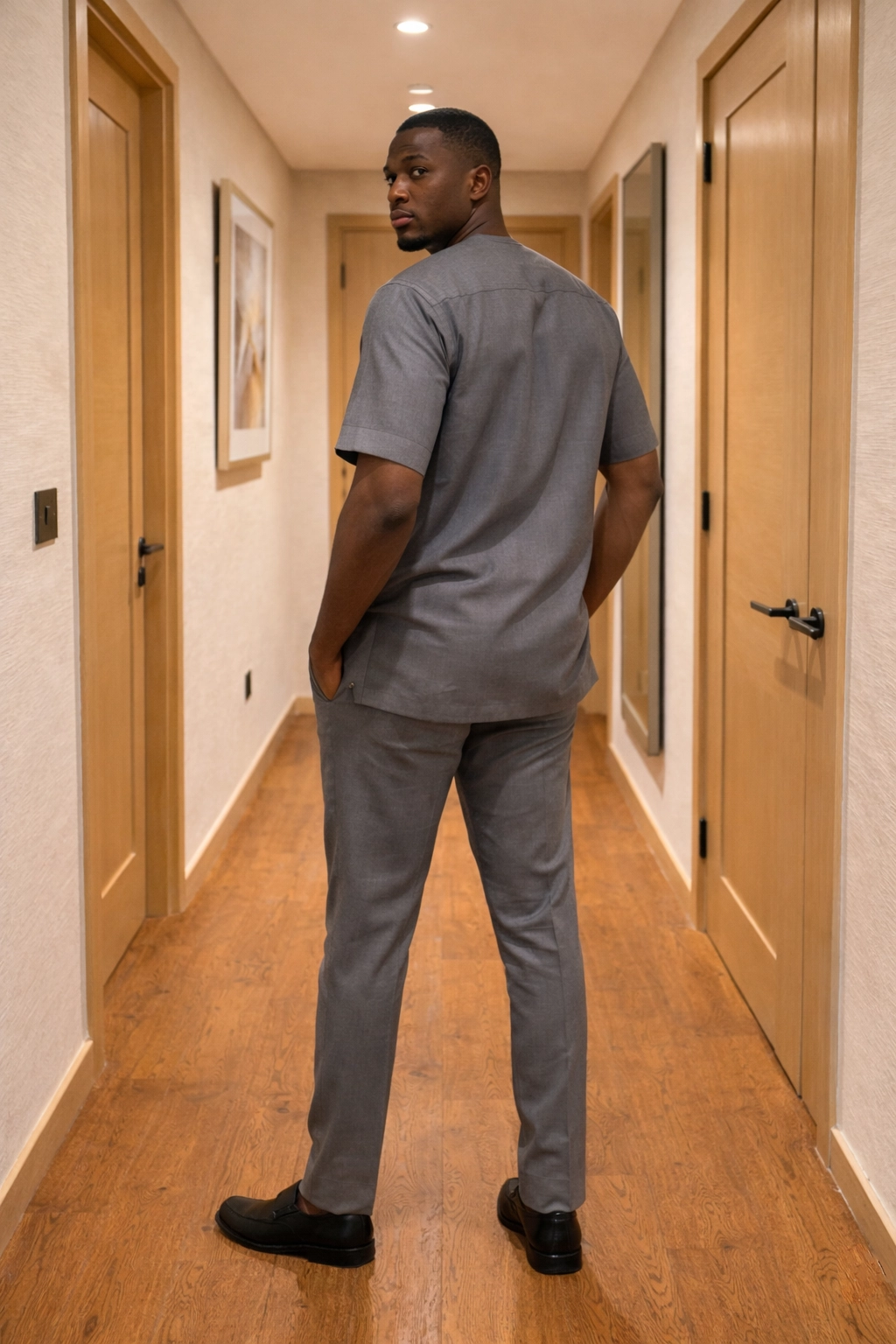 Men’s Grey Senator Suit with Yellow Pocket Trim 2 Men’s Grey Senator Suit with Yellow Pocket Trim - Image 2