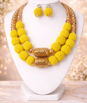 Yellow Beaded Jewelry Set