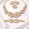 94 Gold Crystal Link Necklace Jewelry Set