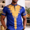 ChatGPT Image Mar 17, 2026, 08_35_10 AM Royal Blue Men’s Embroidered Gold Dashiki Shirt