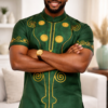 ChatGPT Image Mar 17, 2026, 08_51_35 AM Forest Green Men’s Gold Embroidered Dashiki Shirt