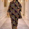 Women's Purple Geometric Ankara Pant Set - 2pc Women's Purple Geometric Ankara Pant Set - 2pc