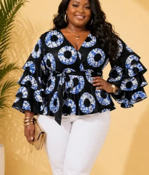 Bisi Indigo African Print Wrap Top