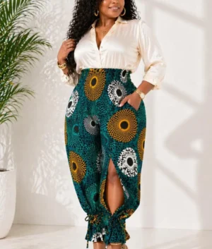 Kemi Emerald African Print Balloon Pants