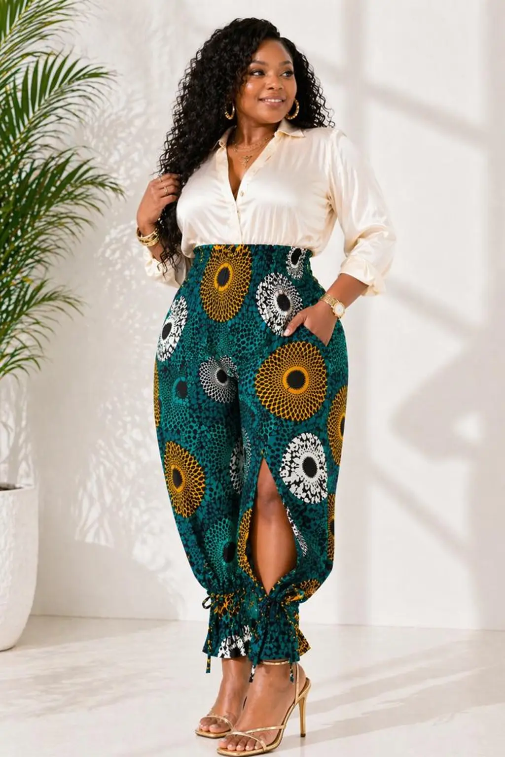 Kemi Emerald African Print Balloon Pants