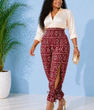 Zola Maroon African Print Balloon Pants