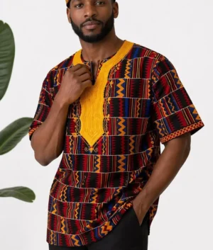 Kwame Kente African Print Dashiki Shirt