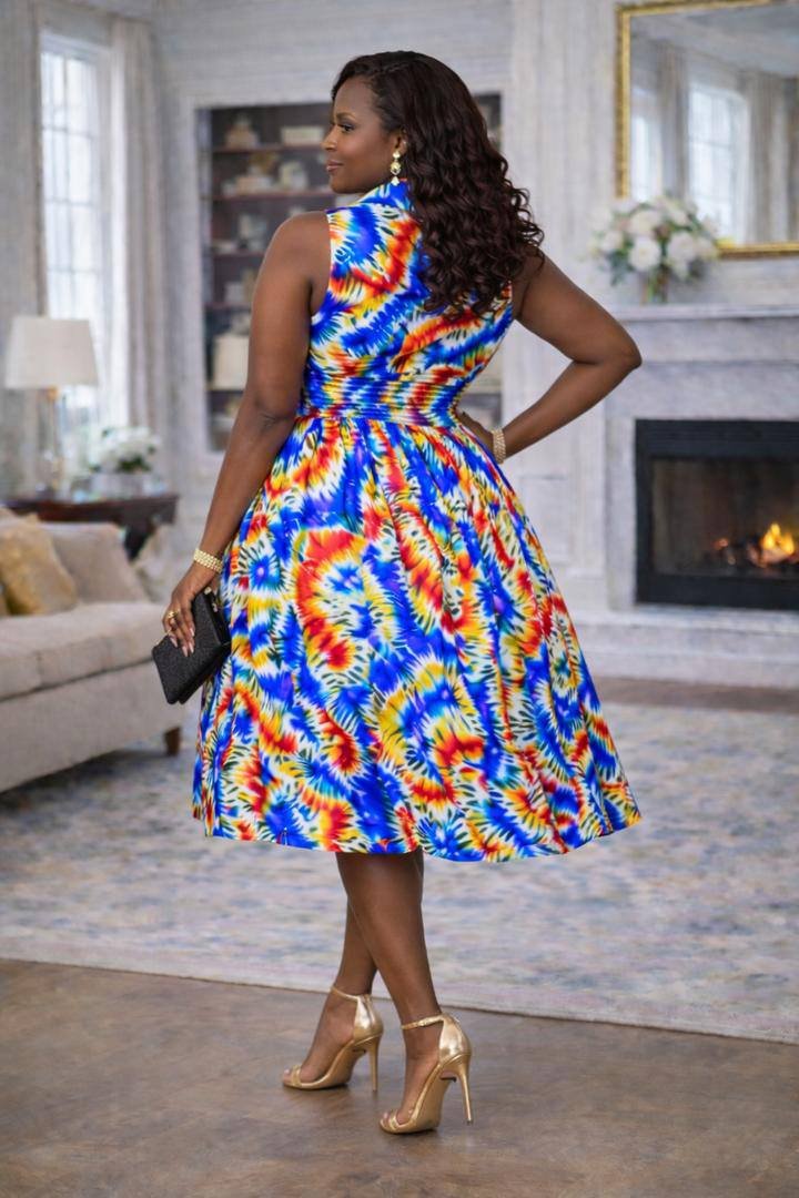 Multicolor Ankara Midi Dress 6 Multicolor Ankara Midi Dress - Image 6