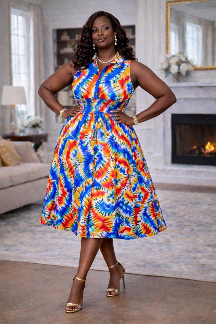 Multicolor Ankara Midi Dress 5 Multicolor Ankara Midi Dress - Image 5