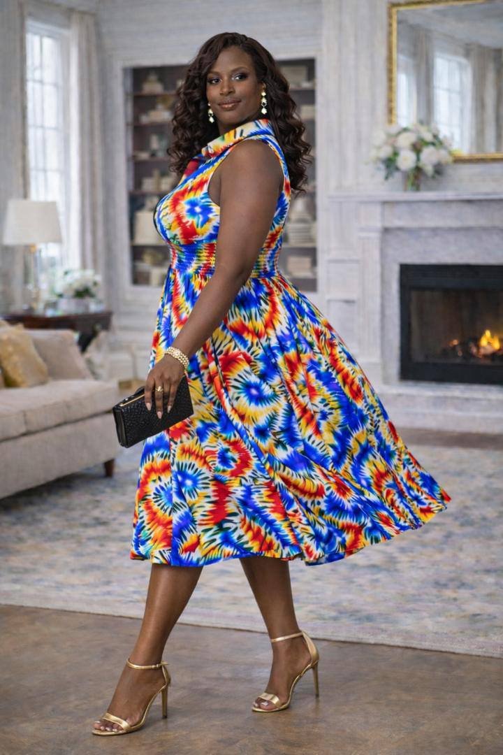 Multicolor Ankara Midi Dress 4 Multicolor Ankara Midi Dress - Image 4