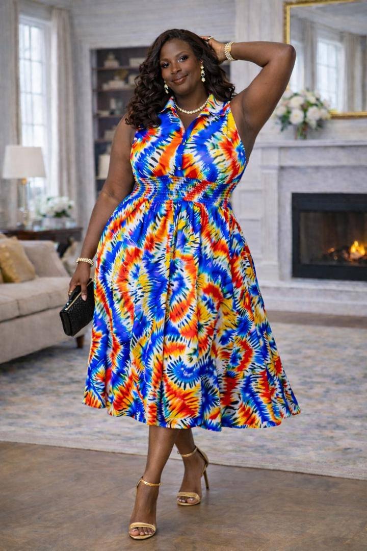 Multicolor Ankara Midi Dress 3 Multicolor Ankara Midi Dress - Image 3