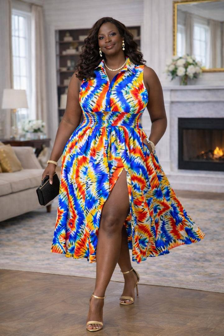 Multicolor Ankara Midi Dress 2 Multicolor Ankara Midi Dress - Image 2