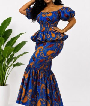 Women's Blue African Print Dress