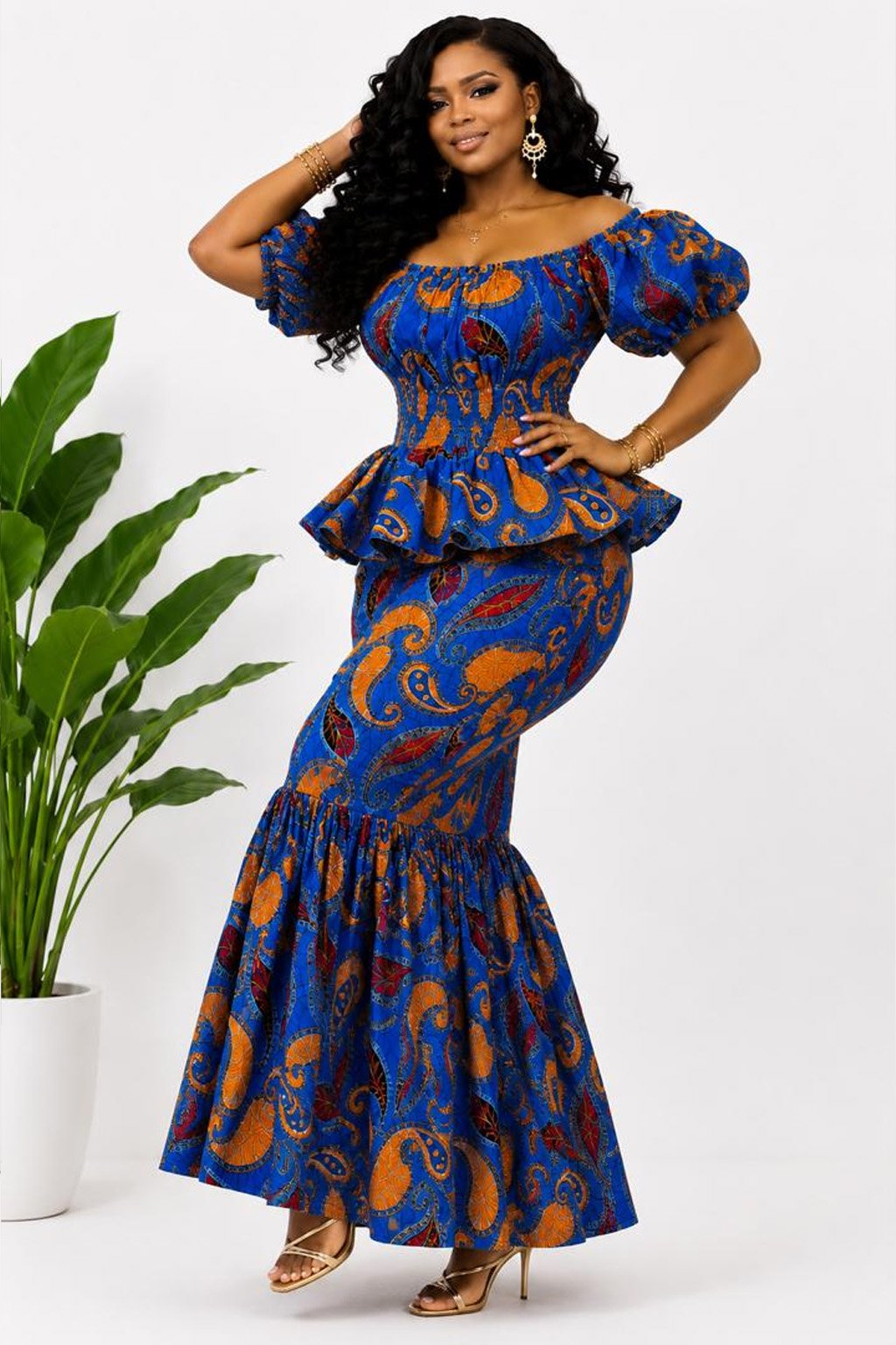 Women's Blue African Print Dress