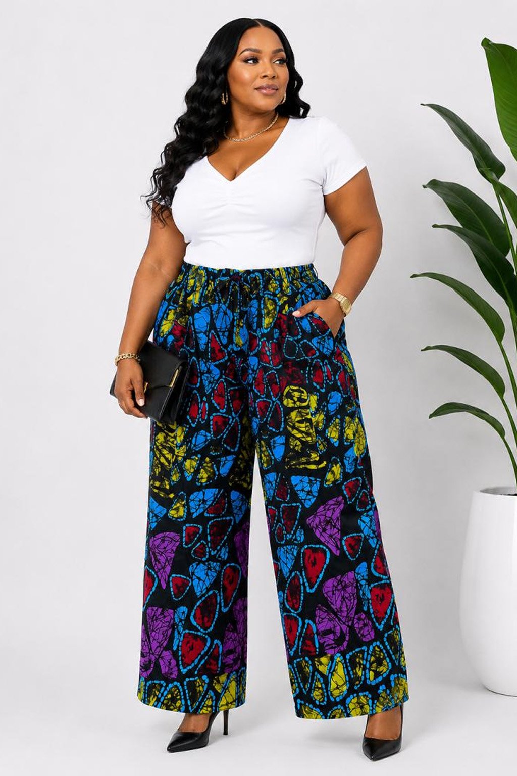 Women's Blue African Print Pants Set 2 Women's Blue African Print Pants Set - Image 2