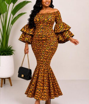 Women's Yellow African Print Dress