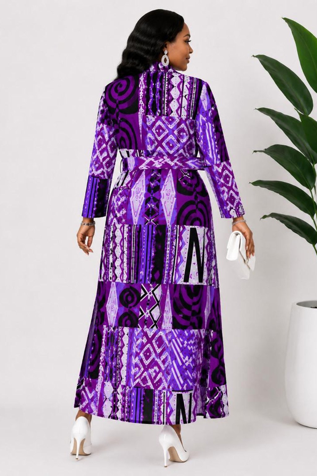 Women's Purple African Print Duster Jacket 2 Women's Purple African Print Duster Jacket - Image 2