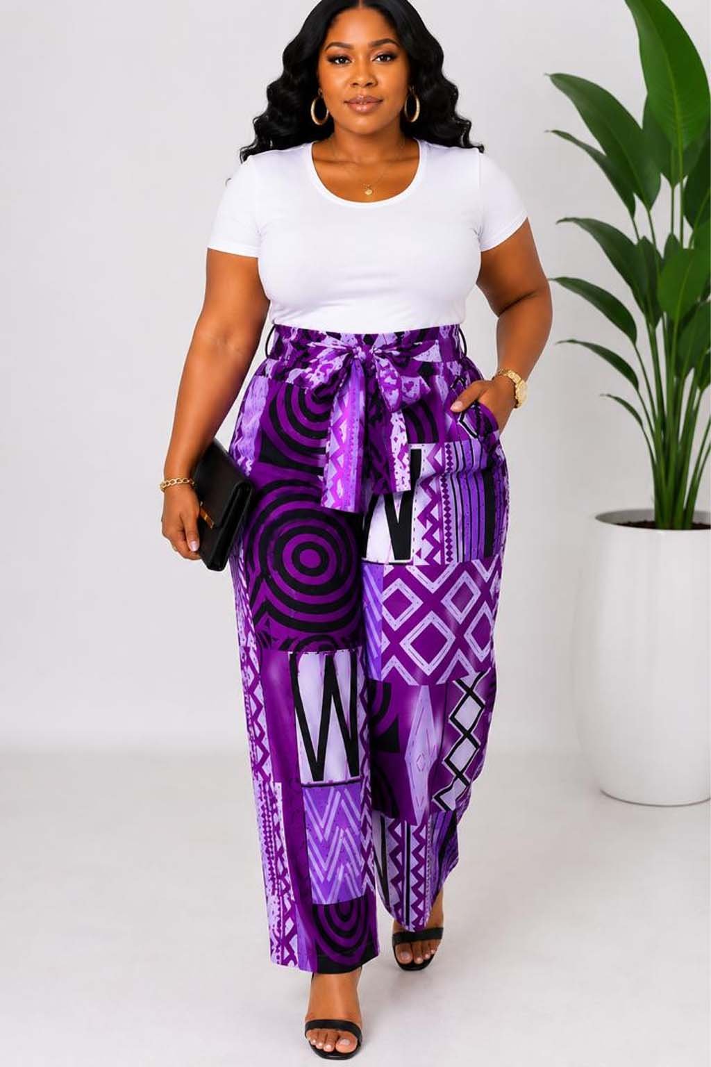 Women's Purple African Print Pants 2 Women's Purple African Print Pants - Image 2