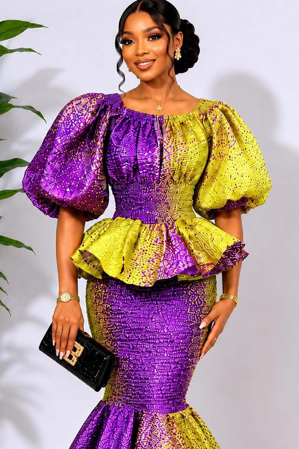Women's Purple African Print Dress 2 Women's Purple African Print Dress - Image 2