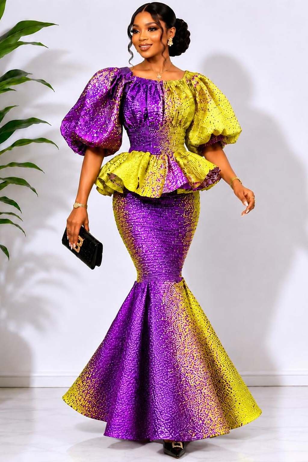 Women's Purple African Print Dress