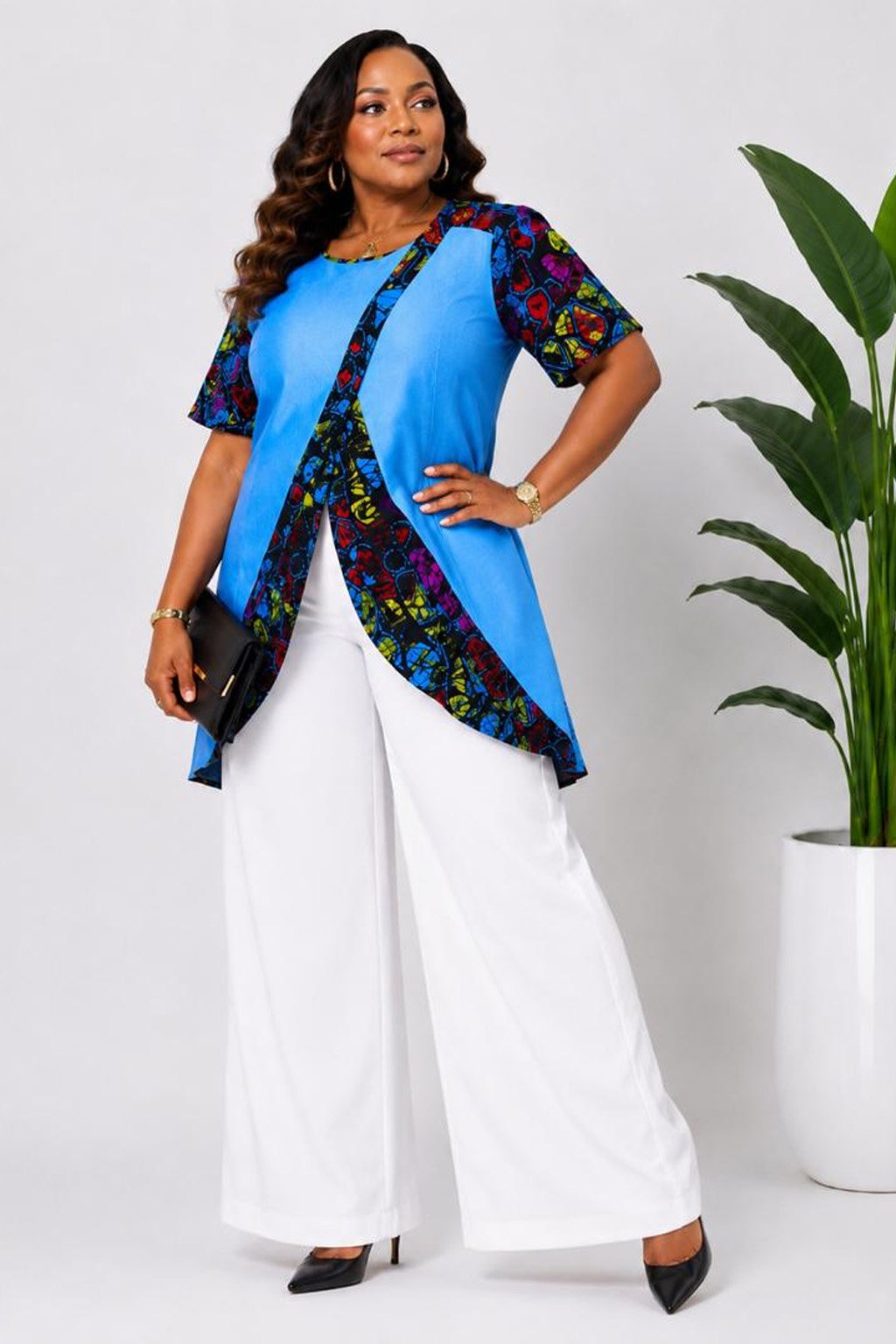 Women's Blue African Print Pants Set 5 Women's Blue African Print Pants Set - Image 5
