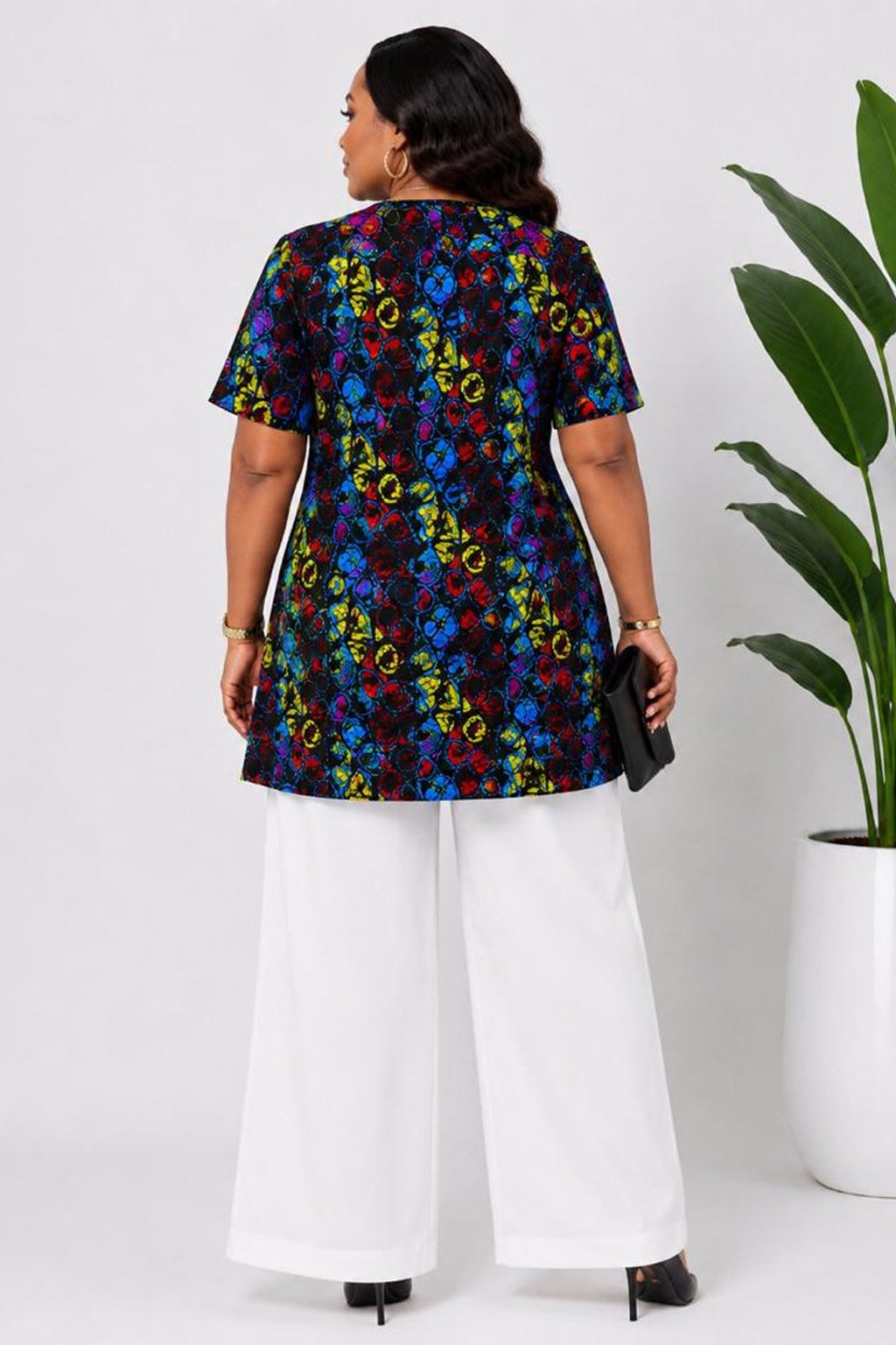 Women's Blue African Print Pants Set 4 Women's Blue African Print Pants Set - Image 4