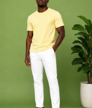 White Tailored African Print Chino Trousers