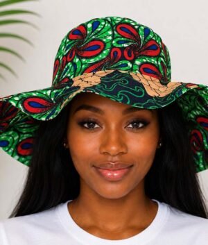 African Print Wide-Brim Bucket Hat