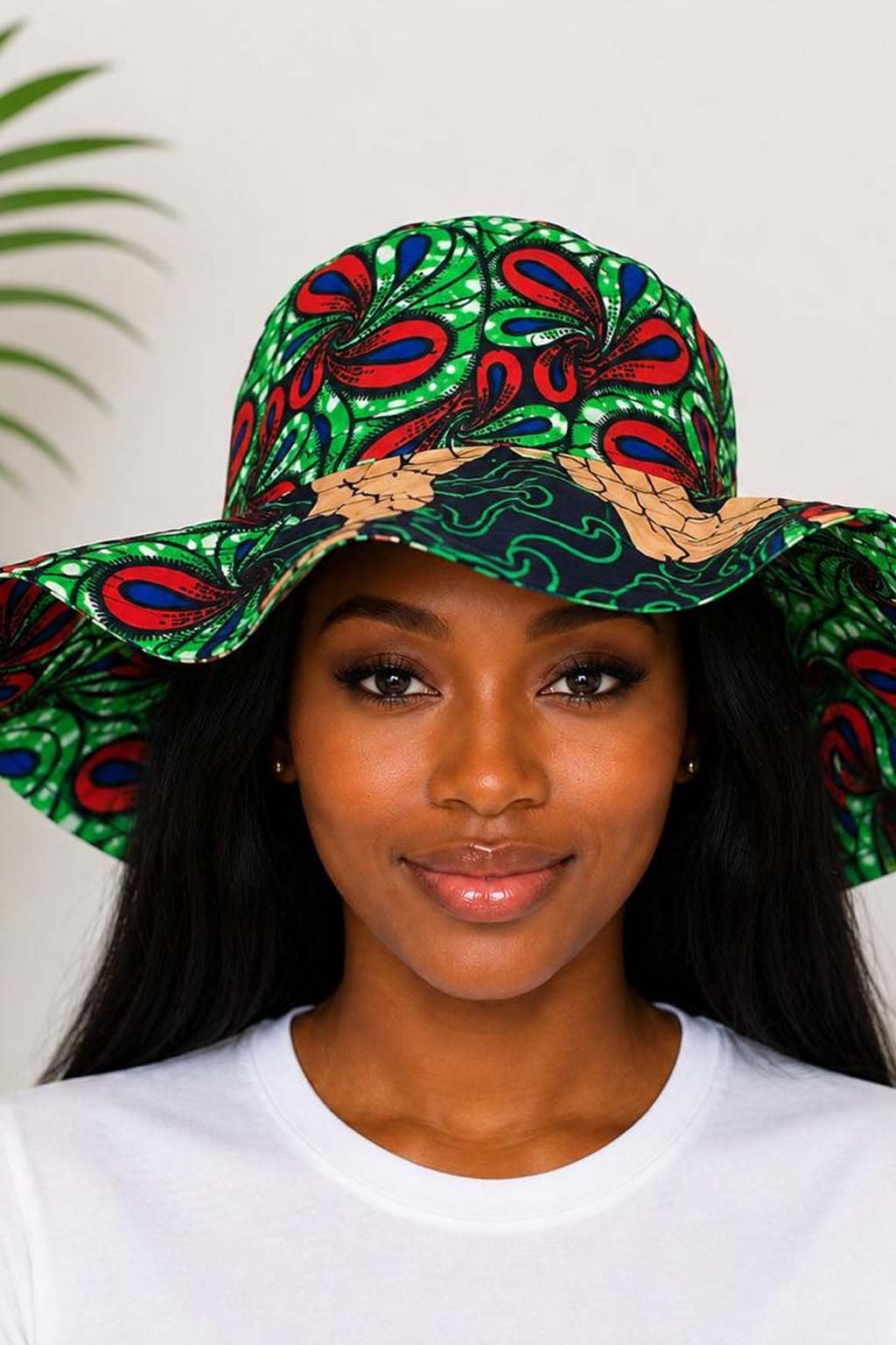 African Print Wide-Brim Bucket Hat