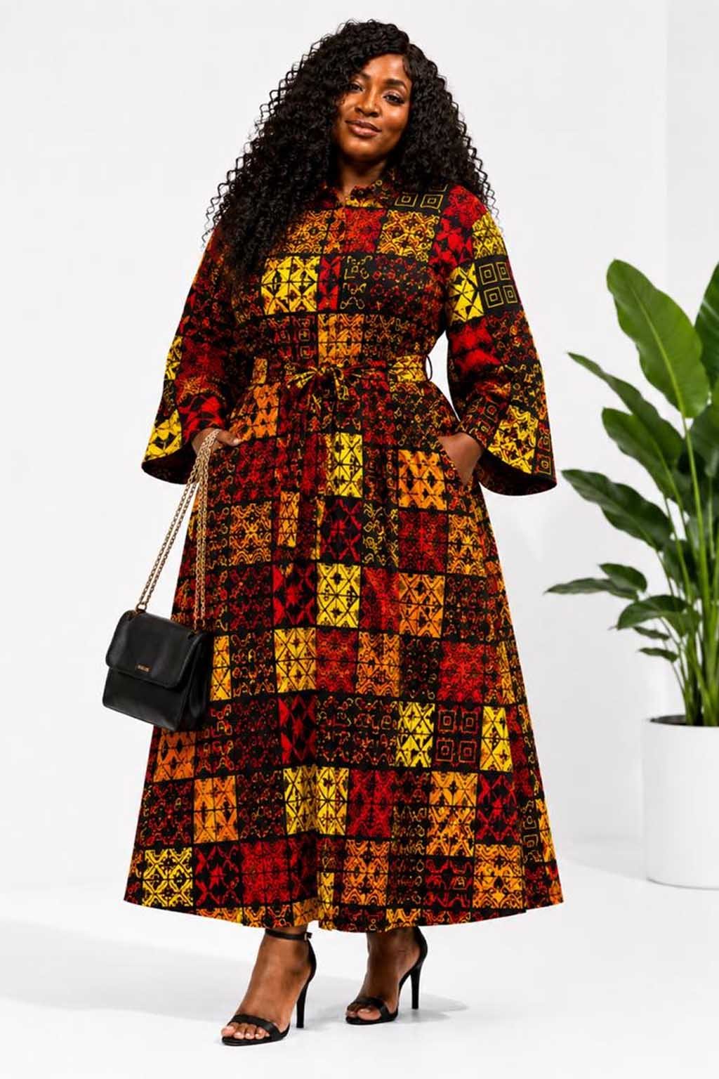 African Print Maxi Dress with Bell Sleeves 3 African Print Maxi Dress with Bell Sleeves - Image 3
