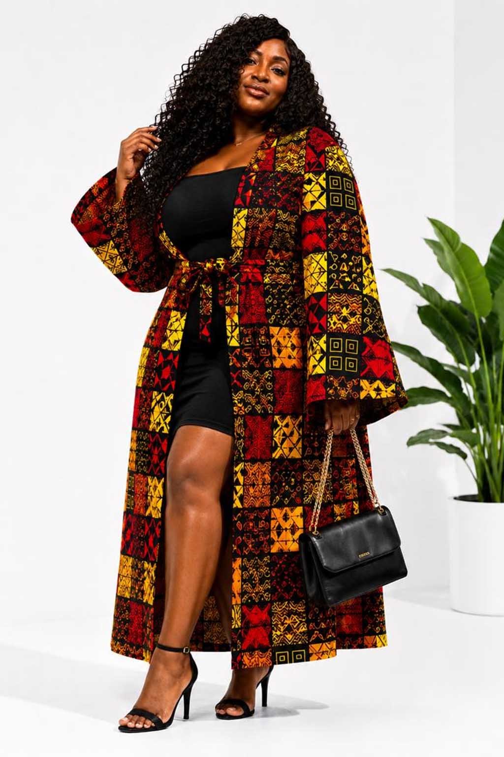 African Print Maxi Dress with Bell Sleeves 2 African Print Maxi Dress with Bell Sleeves - Image 2