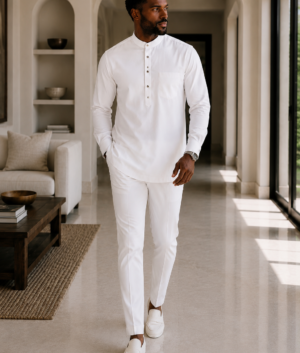 Men’s fashion, white outfit, African wear, kaftan, minimalist style, elegant clothing, wedding guest outfit, handmade apparel, modern men’s wear, luxury outfit
